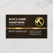 Exquisite Brown Grunge Gold Handyman Hammer Visitenkarte (Vorderseite)