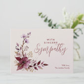 Exquisite Burgundy Branches & Flowers Sympathy  (Stehend Vorderseite)