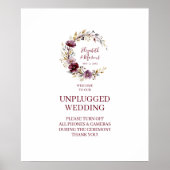 Exquisite Burgundy Unplugged Wedding Floral Poster (Vorne)
