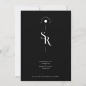 Exquisite Chic Minimalist Black Wedding Initials Save The Date (Vorderseite)