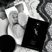 Exquisite Chic Minimalist Black Wedding Initials Save The Date