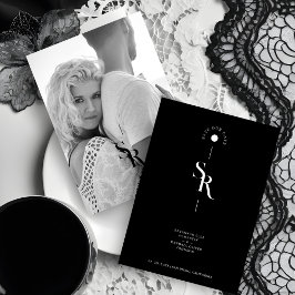 Exquisite Chic Minimalist Black Wedding Initials Save The Date