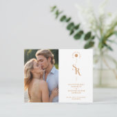Exquisite Chic Minimalist Gold Wedding Initials Begleitkarte (Stehend Vorderseite)