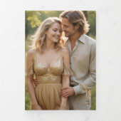 Exquisite Chic Minimalist Gold Wedding Initials Dreifach Gefaltete Einladung (Cover)