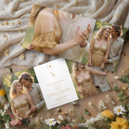 Exquisite Chic Minimalist Gold Wedding Initials Dreifach Gefaltete Einladung