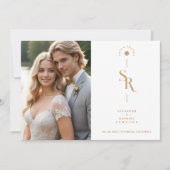 Exquisite Chic Minimalist Golden Wedding Initials Dankeskarte (Vorderseite)