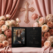 Exquisite Christian Rose Gold Cross Holy Marriage Einladung