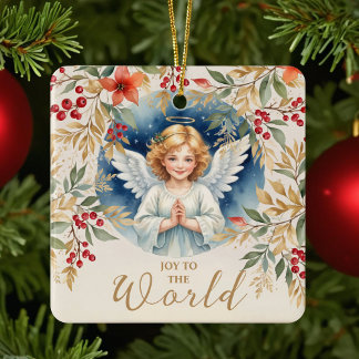 Exquisite Christmas Angel Flowers Victorian Keramikornament