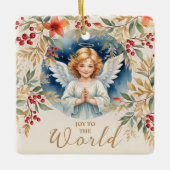 Exquisite Christmas Angel Flowers Victorian  Keramikornament (Vorderseite)