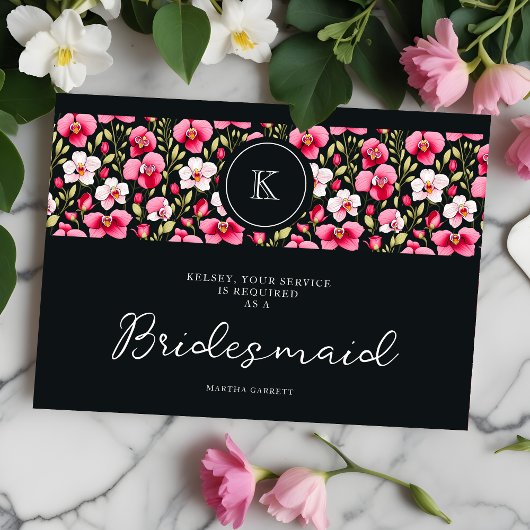 Exquisite Colorful Botanical Pink Orchids & Roses