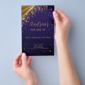 Exquisite Dunkelblau und Gold individuelle Einladu Flyer (Handgriff)