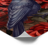 Exquisite Dunkle Schönheit Rote Rosen & Raven Poster (Ecke)
