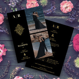 Exquisite Elegance Gold Filigree 2 Fotos Hochzeit Folieneinladung