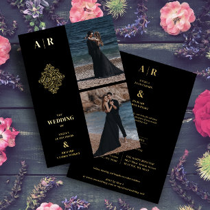 Exquisite Elegance Gold Filigree 2 Fotos Hochzeit Folieneinladung