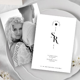 Exquisite Elegant Minimalist Black & White Wedding Save The Date