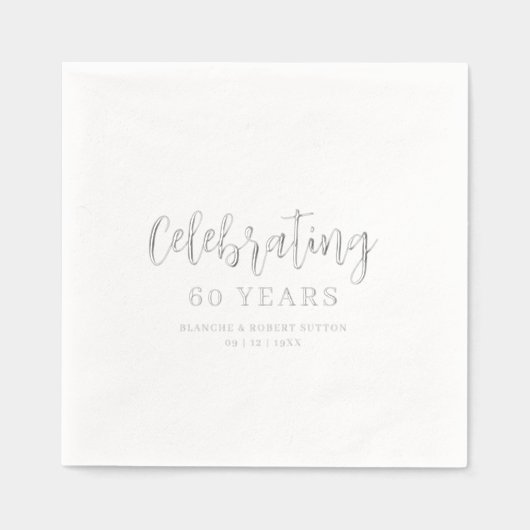 Exquisite Elegant Wedding Anniversarie Calligraphy Servietten Mit Folie (Vorderseite)