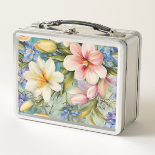 Exquisite Elegante Frühlingsblumen. Malerei Metall Brotdose