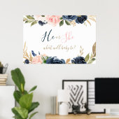 Exquisite Fall Floral Baby Gender Reveal Poster (Heimbüro)
