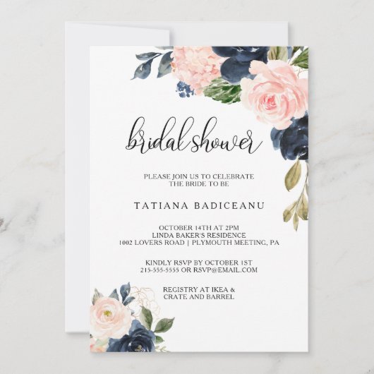 Exquisite Fall Floral Brautparty Einladung (Vorderseite)