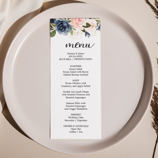 Exquisite Fall Floral Dinner Karte