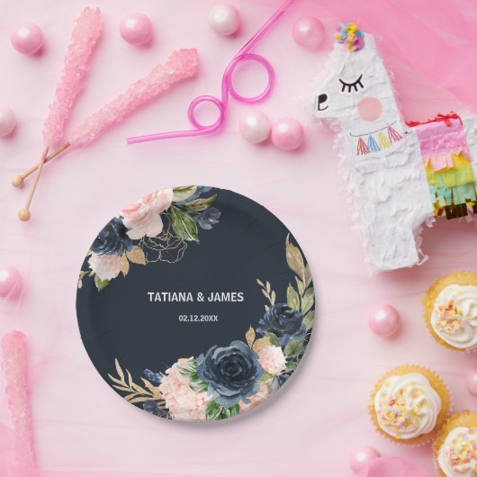 Exquisite Fall Floral Hochzeit Pappteller (Party)