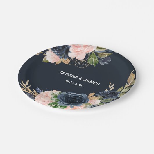 Exquisite Fall Floral Hochzeit Pappteller (Schrägansicht)