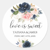 Exquisite Fall Floral Liebe ist süße Hochzeit Runder Aufkleber (Vorderseite)