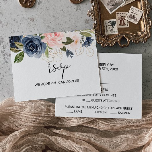 Exquisite Fall Floral Menü Wahl RSVP Karte
