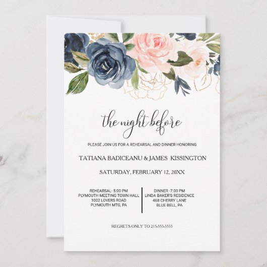 Exquisite Fall Floral Probe Abendessen Einladung (Vorderseite)