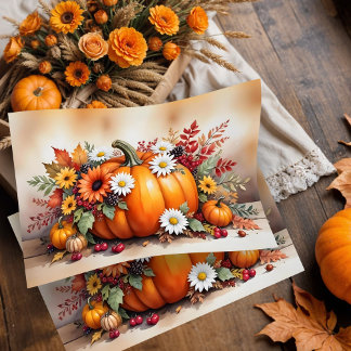 Exquisite Fall Pumpkins Wildflowers and Autumn Seidenpapier