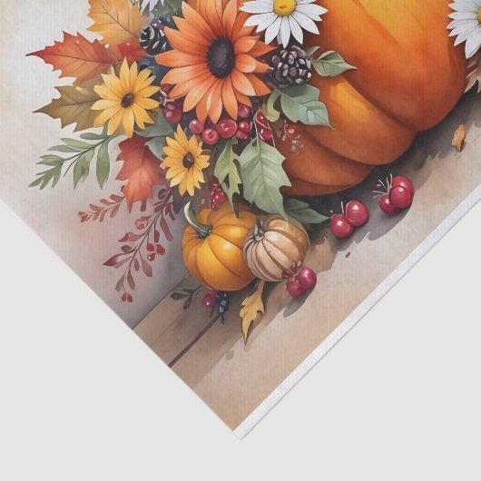 Exquisite Fall Pumpkins Wildflowers and Autumn Seidenpapier (Ausschnitt)