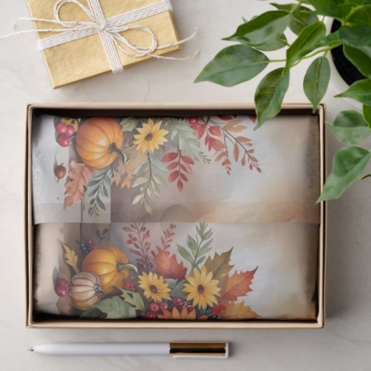 Exquisite Fall Pumpkins Wildflowers and Autumn Seidenpapier (Geschenk)