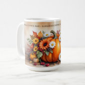 Exquisite Fall Pumpkins Wildflowers Custom Name Kaffeetasse (Vorderseite Links)