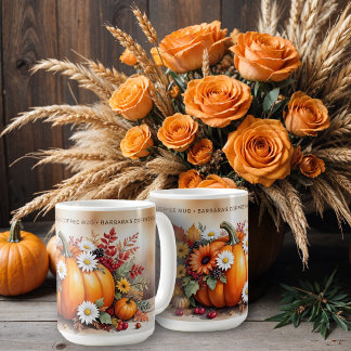 Exquisite Fall Pumpkins Wildflowers Custom Name Kaffeetasse