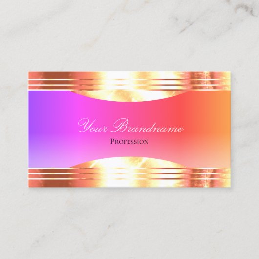 Exquisite farbenfrohe Rose Goldgrenzen und QR-Code Visitenkarte (Vorderseite)