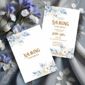 Exquisite Floral Branches in Blue Naming Ceremony Einladung