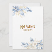 Exquisite Floral Branches in Blue Naming Ceremony Einladung (Rückseite)