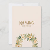 Exquisite Floral Garland in Peach Naming Ceremony Einladung (Rückseite)