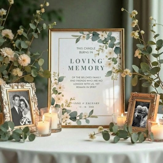 Exquisite Flowers & Eucalyptus Wedding Memorial Poster