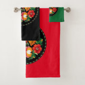 Exquisite Folk Art Birds Blume Schöne Dekoration Badhandtuch Set (Insitu)