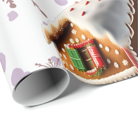 Exquisite Gingerbrot House Holiday Wrapping Paper Geschenkpapier (Rolleneckpunkt)
