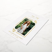 Exquisite Gold Botanical Frame First Communion Folieneinladung (Gedreht)