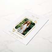 Exquisite Gold Botanical Frame First Communion Folieneinladung (Gedreht)