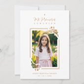 Exquisite Gold Floral Botanical Frame Communion Einladung (Vorderseite)