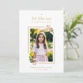 Exquisite Gold Floral Botanical Frame Communion Einladung (Stehend Vorderseite)