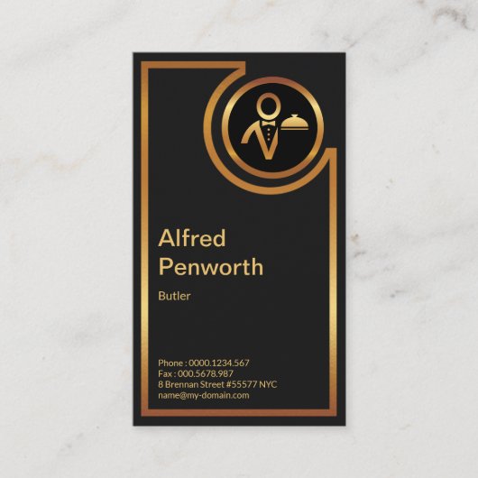 Exquisite Gold Frame Moderne Butler Services Visitenkarte (Vorderseite)