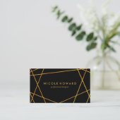 Exquisite Gold Lines Black Visitenkarte (Stehend Vorderseite)