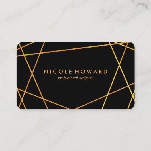 Exquisite Gold Lines Black Visitenkarte (Vorderseite)