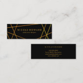 Exquisite Gold Lines Schwarzer Hintergrund Mini Visitenkarte (Vorne/Hinten)