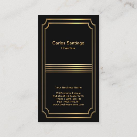 Exquisite Gold Picture Frame Modern Chauffeur Visitenkarte (Vorderseite)